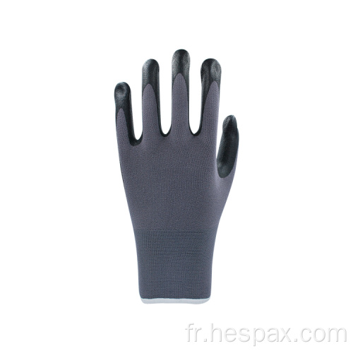 Gants à main de nitrile de nylon anti-glissade HESPAX